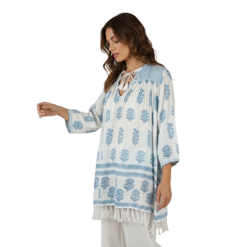 Roberta Roller Rabbit Gauze Boho Fringe Tunic